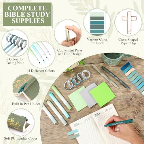 Reallnaiv Housekeeping Mug Bag Notebook Highlighter Pen Note, Green