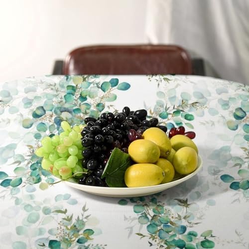 Spring Botanical Tablecloth, Watercolor Sage Green Eucalyptus Leaves Print Table Cloth Cover for Kitchen Dining Indoor Outdoor Decor 60x90in