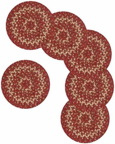 Homespice Apple Pie Braided Placemats for Country Decor, Round 15" Set of 6
