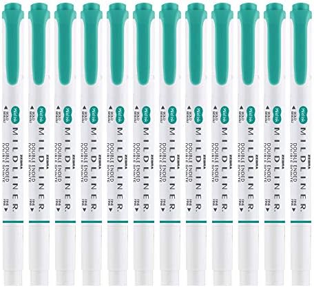 Zebra Pen MILDLINER No Bleed Highlighter, Summer Green, Dual Tip, 12-Pack