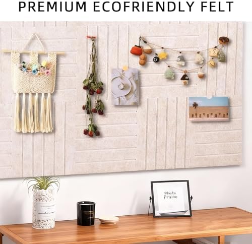 Large Felt Bulletin Board, 35.4"x70.8" Cork Board Alternative, Adhesive Cork Board with 30 Pushpins, Wall Pin Board, Bulletin Board for Office, 18 Pack, Oatmeal