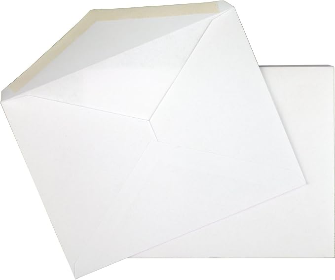 Mead A2 Invitation Envelopes, 4-3/8" x 5-3/4", Gummed Closure, White Woven Premium 24-lb Paper Mailing Envelopes, 100 Count (CO198)