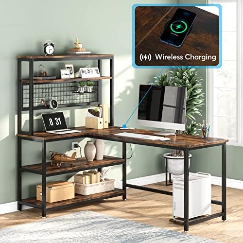 Tribesigns 55" Computer Desk Large Office Desk Study Table (Brown)
