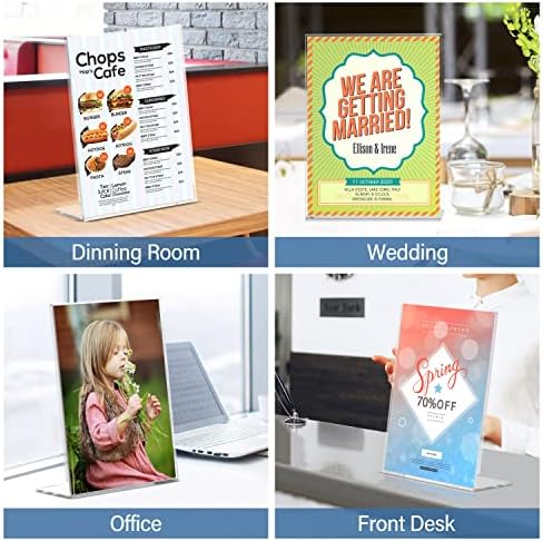 Relx Acrylic Sign Holder 8.5 x 11, Slant Back Display Stand, Clear Frames Plastic Sign Holder for Store, Restaurant (24 Pack)