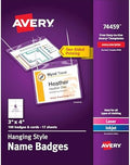Avery Customizable Name Badges, 3" x 4", Laser/Inkjet Printable Inserts, 100 Name Tag Holders with Cords (74459)