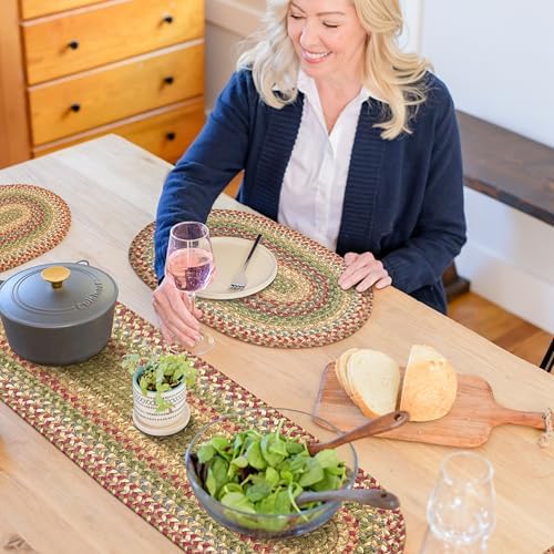 Homespice Azalea Jute Braided Table Runner for Primitive Decor, Oval 11x36