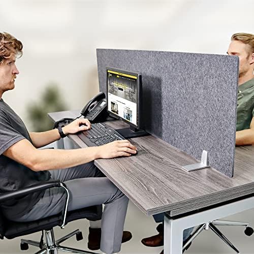 OBEX Free Standing Desk PET Privacy Screen, Table Top Home & Office Furniture Partitions and Dividers, Portable Workstation Freestanding Panels, 24" x 48" Shadow