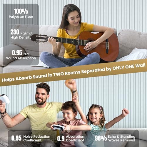 TO-TH Sound Proof Panels High-Density Sound Absorbing Panel 5 Pack, White