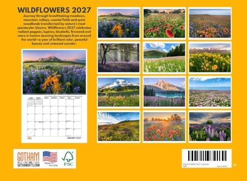 Wildflower Calendar 2027 Wild Flower Monthly Wall Calender 12 Month
