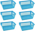 YBM HOME Plastic Perforated Storage Basket Bin Office Drawer, Shelf Desktop Countertop Tray Organizer 32-1188 (6, Blue)