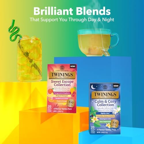 Twinings Calm & Cozy Bedtime Herbal Tea Variety, 20 Count, Pack of 6