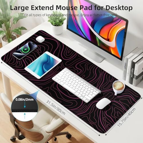 Rcege Large Gaming Mouse Pad Extended Desk Mat with Non Slip Stitched Edge