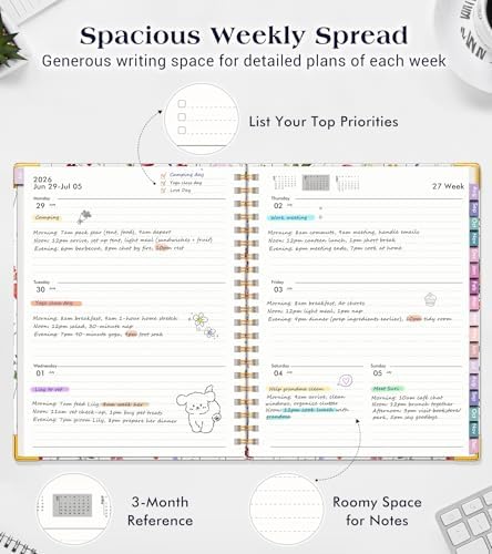 Academic Planner 2026-2027, 18 Months Weekly and Monthly Hardcover Planner, July 2026 - December 2027, 8.5" x 11" A4 Large Daily Calendar Planner Book with Tabs, Spiral College School Agenda Organizer for Student Teacher, Garden