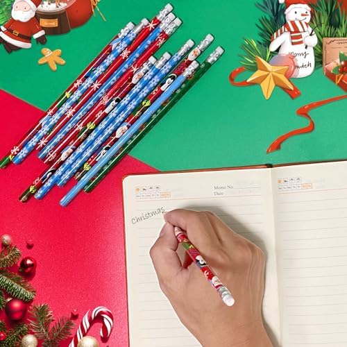 Zuazaor 500 Pieces Christmas Pencils With Erasers in Bulk - Cute Wooden Pencils for Office School Supplies and Kids (Christmas)