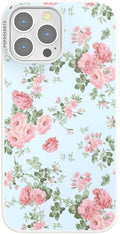 PopSockets iPhone 13 Pro Max Phone Case w/MagSafe- Cottage Tutu Blue | Magnetic, Wireless Charging, Camera & Drop Protection, Light Blue, Baby, Flower, Floral