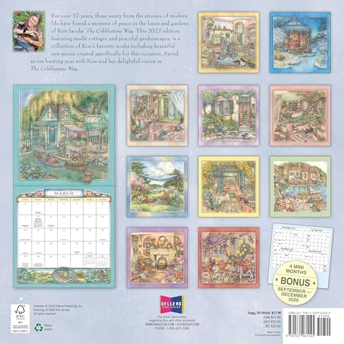 The Cobblestone Way 2027 Wall Calendar, 16-Month Whimsical Art & Illustration Calendar by Kim Jacobs, 12" x 12"