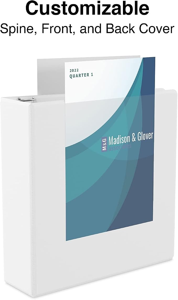 Staples Economy 2‑Inch 3‑Ring View Binder, White, Clear Overlay, Lightweight Round Rings, Budget Organizer for School & Office, 3‑Pack