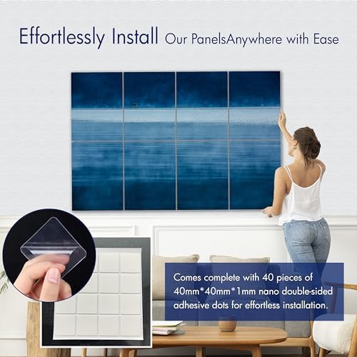 PINWELIFE® Masterpiece Acoustic Art Panels, 8-Pack 12"×16" Sound Absorbing Panels, Decorative Acoustic Wall Art, Noise and Echo Cancelling for Home Studio/Office, Nano Tape Included