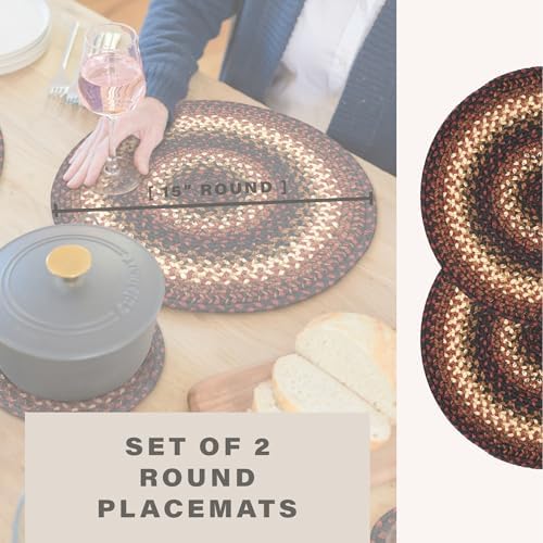 Homespice Prescott Jute Braided Placemats, Round 15" Set of 2