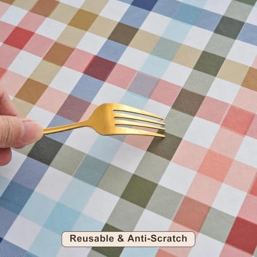 LIBERECOO Heavy Duty Vinyl Tablecloth with Flannel Backing Waterproof Oil-Proof Plastic Table Cloth Stain-Resistant Wipeable Rectangle or Square Table Cover for Indoor and Outdoor 60 x 84 Inch