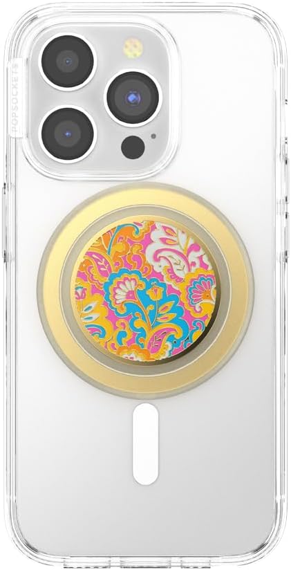 PopSockets Phone Grip for MagSafe, Magnetic Holder- Gaudy Gold | Removable, For Kindle / Android / iPhone, With Magnet, Gold, Enamel, Designs