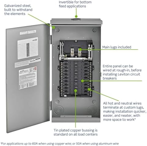 Leviton 20 Space Outdoor Load Center with Main Lugs, LR222-LDD