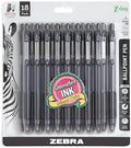 Zebra Pen Z-Grip Retractable Ballpoint Pen, Black Ink, 1.0mm, 18-Pack