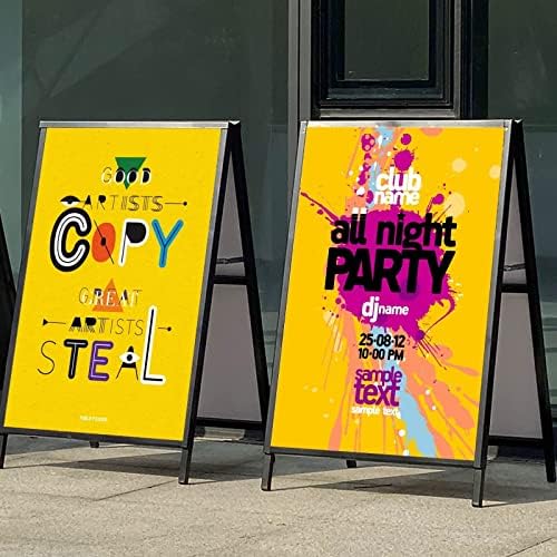 24 x 36 Inch A Frame Sign Double-Sided Folding Sandwich Board Heavy Duty Slide-in Sidewalk Signboard for Outdoor Street Advertising Poster