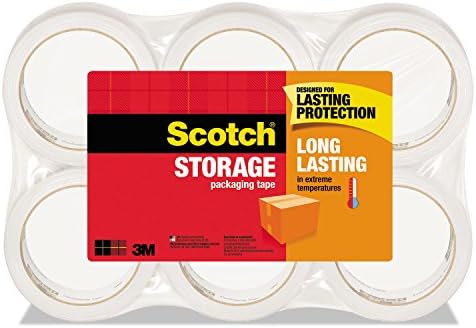 Scotch Long Lasting Storage Packing Tape Rolls, Clear, Storage Tape Withstands Extreme Temperatures, 1.88 in x 54.6 yd, 6 Refill Rolls