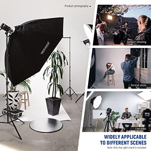 NEEWER 8.5ft/2.6m Air Cushioned Light Stand, Heavy Duty All Metal Tripod Stand with 1/4" to 3/8" Reversible Spigot, 3 Way Mounting Interface & Metal Locking Knobs, Max Load 5.5lb/2.5kg, ST-260AC