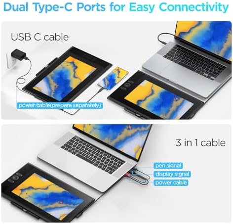 UGEE UE12 11.6 inch Drawing Tablet with Screen, Graphic Tablet with Full-Laminated Screen, 124% sRGB Color Gamut, Battery-Free Stylus & 8 Shortcut Keys, Drawing Pad Compatible with Windows/Mac/Android