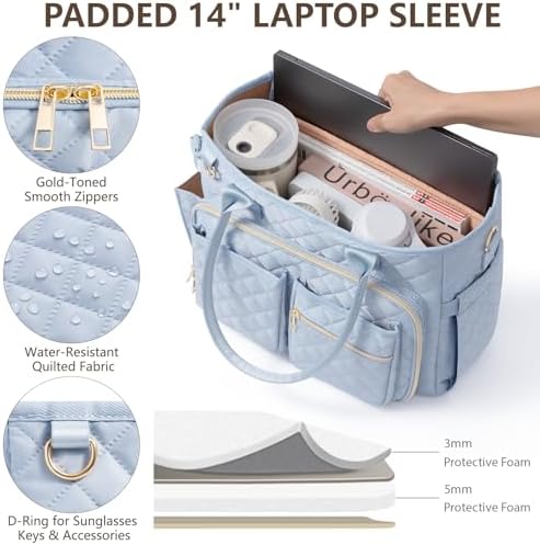 Large Bible Bag with Bible Cover Case for Women, Quilted Church Tote Bag