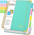 Spiral Notebook Journal with Removable Dividers Tabs, 300 Pages Hardcover Leather 5 Subject College Ruled Notebook, 8.5"x11" Large A4 Lined Journal for Women Men, Spiral Notebook for Work School,Teal