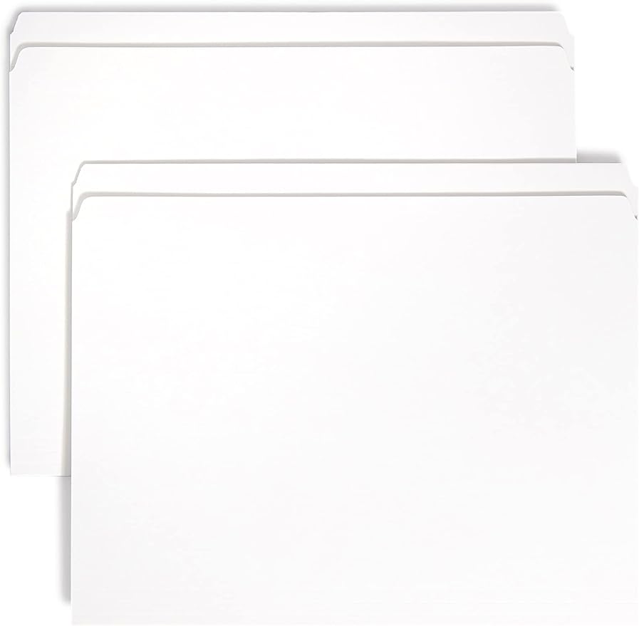 Smead File Folder, Reinforced Straight-Cut Tab, Letter Size, White, 100 per Box (12810)