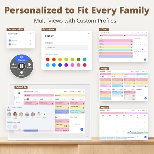 Digital Touchscreen Calendar 10.1 Inch – Interactive Electronic Calendar & Smart Family Hub with Cross-Device Sync, Schedules Reminders, Chore Chart, Rewards & Photo Display, Desk Mount
