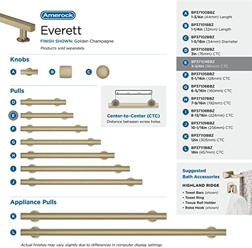 Amerock 3-3/4" Everett Golden Champagne Drawer Pull