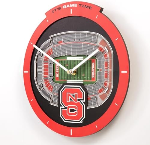 YouTheFan NCAA NC State Wolfpack StadiumView 3D Wall Clock