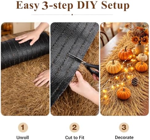 XLX TURF Fake Thatch Hay Table Runner 108 Inch for Western Fall Party Decor