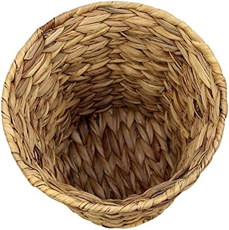 Casaphoria Round Water Hyacinth Garbage Baskets for Storage Natural Woven Hyacinth Laundry Rubbish Basket Durable Circular Waste Baskets Home Beautiful Decoration Storageworks Recycling Bin