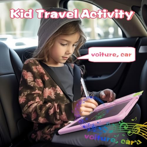 Writing Drawing Tablet with Talking Flash Cards - French Pink