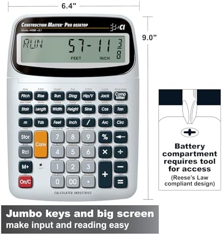 Calculated Industries 44080 Construction Master Pro-Desktop Advanced Construction Math Feet-Inch-Fraction Calculator with Trig Tool for Architects, Estimators, Contractors, Builders and Remodelers