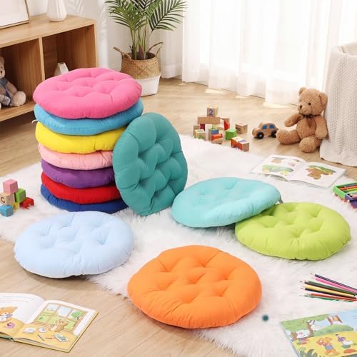 Fumete 12 Pcs Round Floor Pillows Cushions Seating 16 x 16 Inches Floor Round Cushions for Kids Toddlers Flexible Reading Chair Pillows for Classroom Home School Playing Supplies(Classic)