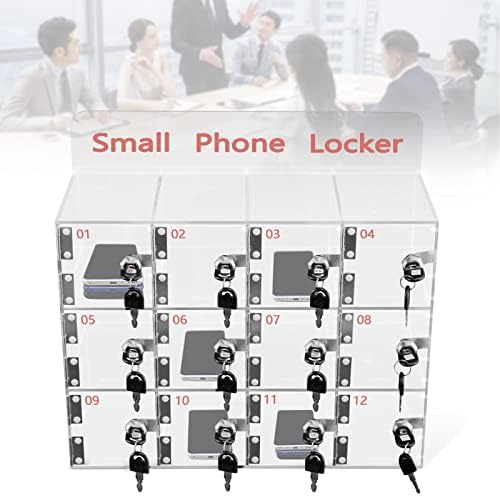 Cell Phone Cabinet,Aluminum Alloy Pocket Chart Cell Phones Storage Cabinet, Cell Phone Locker,Wall-Mounted with a Locked,for Classroom, Office, Gym (12-Grid)