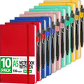 10 Pack Lined Journal Notebook with Pen, A5 Hardcover Leather Journal 5.5"*8.3", 5 Colors 136 Pages College Ruled Notebooks and Pen Set for Office School Business Supplies