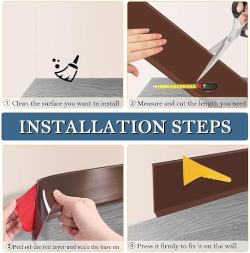LSGCQ Vinyl Baseboard Molding Trim 4 Inch Self-Adhesive Vinyl Wall Base