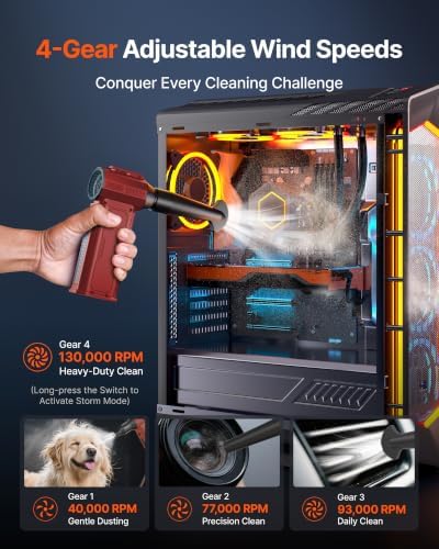 Compressed Air Duster, 130,000RPM Ultra-Powerful Electric Air Duster