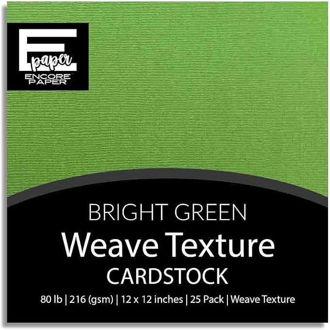 BRIGHT GREEN—12x12 Textured Cardstock | 80lb Textured Green Scrapbook Paper | Premium Cardstock for Cricut Cutting | 25 Sheets