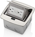 Leviton Pop-Up Floor Box with 15 Amp, Tamper-Resistant Self-Test GFCI Outlet, PFGF1-BN, Brushed Nickel