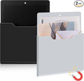 Feifeiya 2 Pcs Magnetic File Folder Wall Hanging Holder Large Pocket Paper Magazine Mail Organizer for Refrigerator Classroom Locker Whiteboard(Vertical,Black Grey,12.2 x 9.4 Inches)