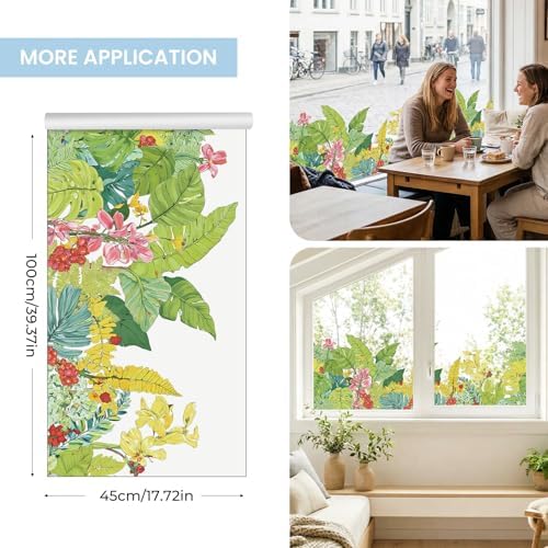 ADD.HERES Stained Glass Window Film, Window Film Decorative, 17.5 x 78.7 in